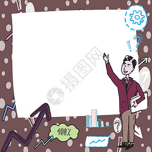 绅士绘图站立手指在空白白板上 人设计站在点手空板显示新的想法和意义人士营销推介会套装男人涂鸦墙纸计算机金融进步图片