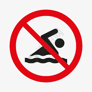 矢量标志不游泳 游泳禁止的图标图片