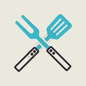 大叉子和锅铲矢量 ico野餐工具美食菜单餐厅炙烤烹饪厨房烧烤用具图片