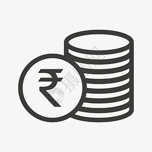 Rupee 图标 硬币堆 印度货币符号图片