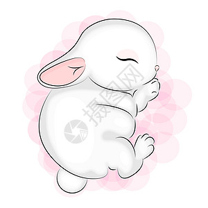 小兔子 可爱的小白兔 白色背景中突显的动物插图 婴儿淋浴用纺织品印花 复活节 婴儿装饰品 生日请柬 海报 孩子 婴儿 贺卡图片