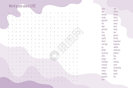 关于爱情的世界谜题填字游戏 iq 英语游戏测试语言拥抱智商工作谜语竞赛关键词意义搜索挑战图片