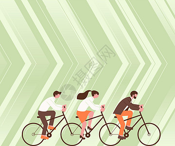 三名同事骑自行车代表共同努力成功解决团队问题 小组合作伙伴使用车辆显示团队合作达到目标竞赛男人休闲运输女性卡通片乐趣商业职业男孩图片