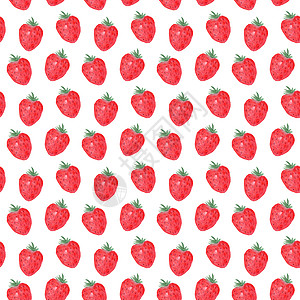 手绘水果草莓白色背景上的红草莓无缝模式 用于织物 包装 剪贴布等背景