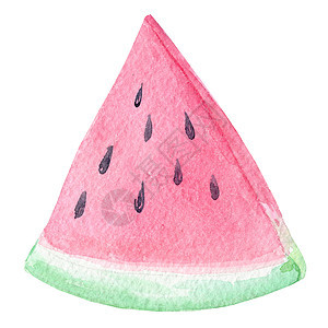 粉红色西瓜三角切片 白底绝缘黑种子;在白色背景上分离图片