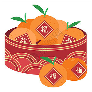 中国新年庆典 用橘子平面插图背景图片