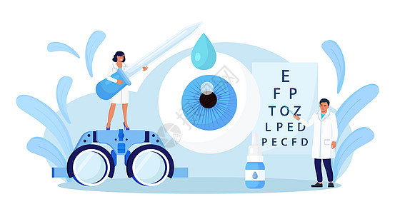 眼科概念 眼科医生检查病人的视力 眼睛的光学测试 良好的视力和护理 眼科医生指着眼睛测试图 眼科视力检查和治疗诊所镜片配镜师验光图片