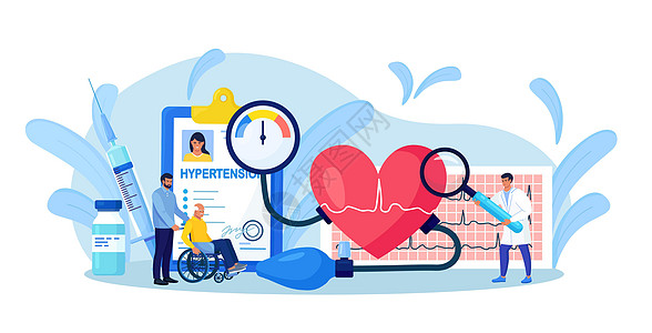 高血压测量 小医生咨询患有心脏病的残疾老年患者 心脏病专家诊断和治疗低血压和高血压 身体检查 体检有氧运动病人测试医院医师动脉风图片