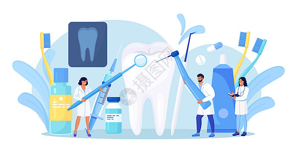 牙医清洁和治疗大的不健康牙齿与龋齿腔 牙疼 口腔医学 牙科概念 医生用专业仪器进行检查和治疗 牙科预约矫正牙刷病人疾病磨牙考试疼图片