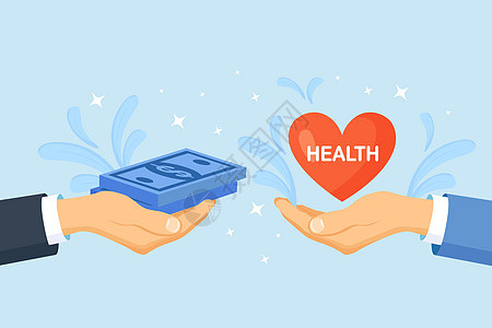 手中的钱和红心 健康医疗保险和医疗保健 生活方式和工作的不平衡 商业压力与健康生活的比较 工作与生活的平衡图片