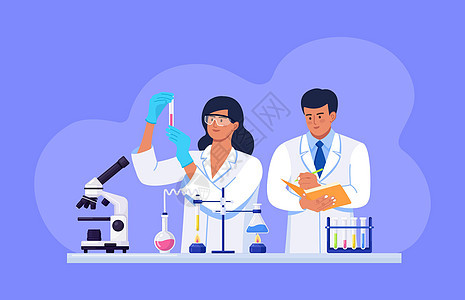 对疫苗进行科学研究 分析和测试的科学家 生化科学实验室工作人员进行各种实验 微生物学 化学的发展和发现图片