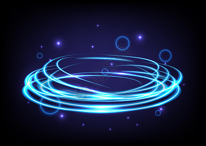蓝色发光的旋流光效果 神奇的抽象框架 圆形元素的能量 发光的科幻小说 闪亮的霓虹灯宇宙 未来派漩涡宇宙踪迹效果图片