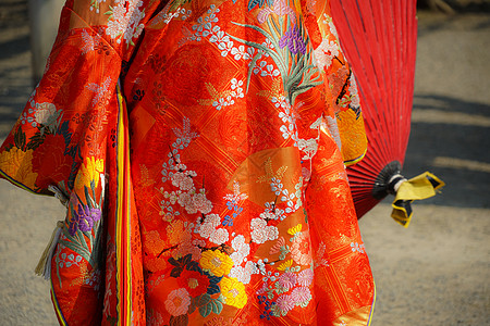 红色tw2日式民俗服装刺绣生活婚礼材料喷泉传统民族风格和服活动图片