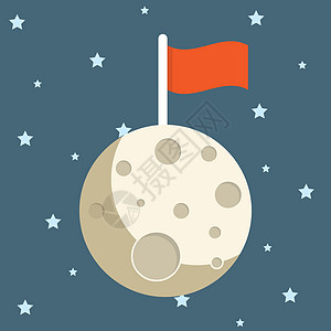 以平坦的风格在空间中的行星 月球和恒星矢量插图以孤立的背景显示 天文符号商务概念科学月光小行星旅行旗帜大宇宙天文学大地宇宙学世界图片