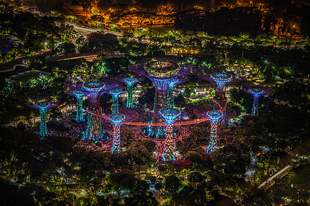 花园夜景玛丽娜湾沙沙天观测台夜视新加坡景点海洋照明旅游艺术摩天大楼财务夜景天文背景