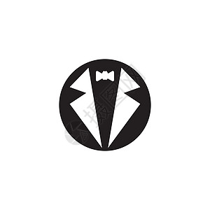 燕尾服标志矢量图标模板男人标识领带纺织品男性插图侦探衣领徽标黑色图片