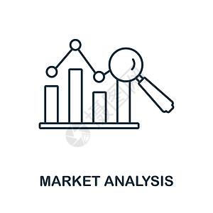 市场分析图标 市场经济系列中的线条元素 用于网页设计 信息图表等的线性市场分析图标标志图片