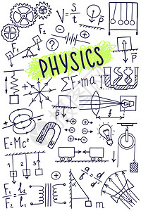 历史符号图标集 科学主题涂鸦设计 教育和学习概念 返回学校用于笔记本的粗略背景 而不是纸板和草图手册班级教科书插图数学物理学理论图片