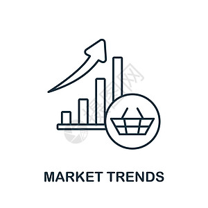 市场趋势图标 市场经济系列中的线条元素 用于网页设计 信息图表等的线性市场趋势图标标志图片
