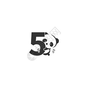 5号徽标插图后面的熊猫图标图片