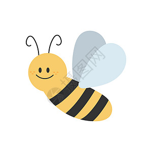 白色背景的黄蜜蜂和黑蜜蜂动画设计精美飞行工人打印熊蜂吉祥物养蜂业蜂窝标识翅膀蜂蜜图片