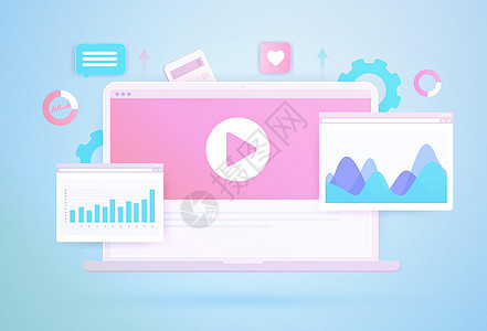 数字广告分析概念 视频营销数据业务统计 在线程序化和本地定位广告 入站数字营销业务推广视频内容图片