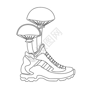 甲癣蘑菇从跑鞋上长出来设计图片