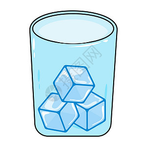 玻璃中的冰立方体 简单的矢量插图在白色背景中被隔离图片