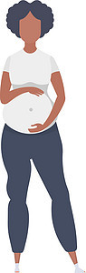 全身孕妇 幸福的怀孕 孤立的 平坦的风格 矢量插图图片