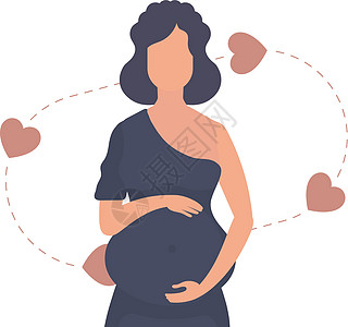 孕妇亲切地抱住她的肚子 孤立在白色背景上 矢量插图数字孩子妈妈艺术婴儿身体女人女孩怀孕广告图片