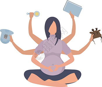 孕期妇女瑜伽 快乐怀孕 孤立 平面矢量说明图片