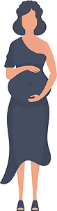 全身怀孕的孕妇 幸福的怀孕 白种背景孤立无援 平凡风格图片