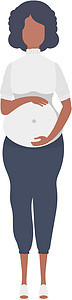 全长孕妇 精心打造的孕妇角色 孤立在白色背景上 平面样式 矢量图图片