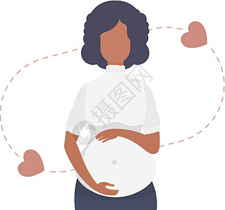 孕妇亲切地抱住她的肚子 孤立在白色背景上 矢量插图父母日历祝贺母亲怀孕母性生活孩子婴儿艺术图片