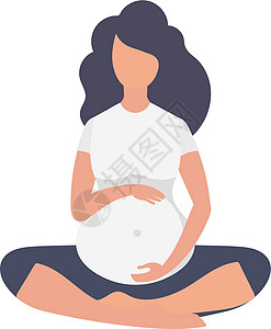 孕妇瑜伽 适合孕妇的瑜伽和运动 孤立 平面矢量图图片