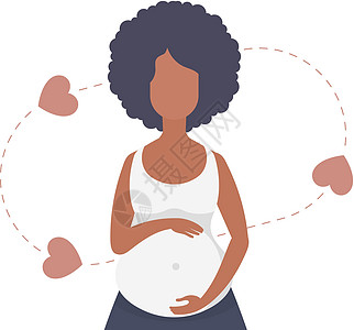 孕妇亲切地抱住她的肚子 与世隔绝 向量广告父母身体数字妈妈祝贺腹部女士女性微笑图片