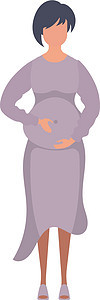 完整的孕妇 完善的怀孕妇女性格 白底孤立 平面矢量说明图片