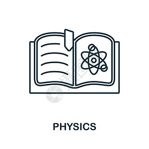 物理图标 学校教育收藏中的线条元素 用于网页设计 信息图表等的线性物理图标标志图片