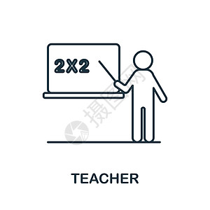 教师图标 学校教育收藏中的线条元素 用于网页设计 信息图表等的线性教师图标标志图片
