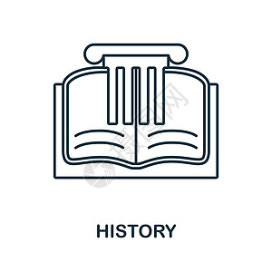 历史图标 学校教育收藏中的线条元素 用于网页设计 信息图表等的线性历史图标标志图片