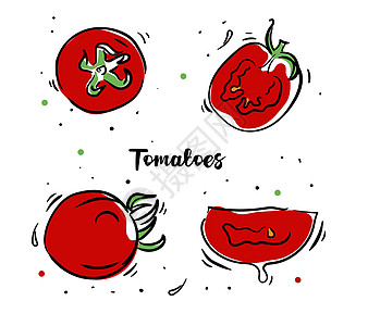 涂面色和手画的西红柿矢量组图片