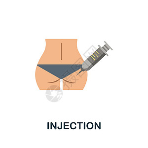 注射平面图标 美容院系列中的彩色元素标志 用于网页设计 信息图表等的平面注入图标标志图片