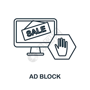 广告块图标 社交媒体营销系列中的线条元素 用于网页设计 信息图表等的线性广告块图标标志图片