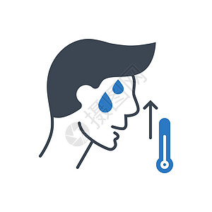 与高体温相关的高体温度矢量 glyph 图标保健药品感染症状疾病预防字形病人温度计药物图片