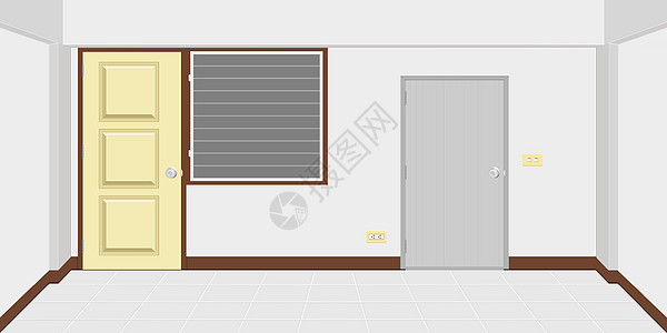 公寓内或室内建筑结构 有厕所排气孔的后门 矢量说明eps10图片