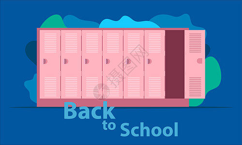 回到学校 英雄高大长储物柜 你孩子的负担的帮手 是时候和朋友一起搞笑开心了 矢量图 eps10图片