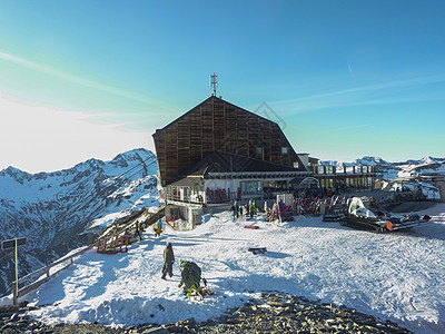 位于冰川顶端的避难所的瓦勒塞纳莱斯全景寂寞天堂山脉图书馆文化滑雪板岩石推介会旅行天空背景图片