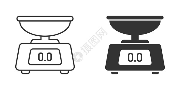 浴室重量级图标 用平板风格 在孤立的背景中进行质量测量矢量插图 超重符号业务概念用具仪表烹饪市场器具身体饮食厨房损失平衡图片