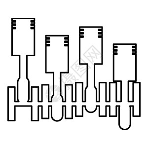 发动机汽缸塑料瓶内燃机车详细引擎轮廓轮廓轮廓线图标黑色矢量显示图像薄平板风格图片