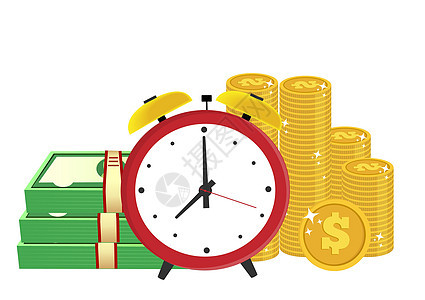 时间和资金管理 时间就是金钱或时间 必须支付 财务规划矢量图图片